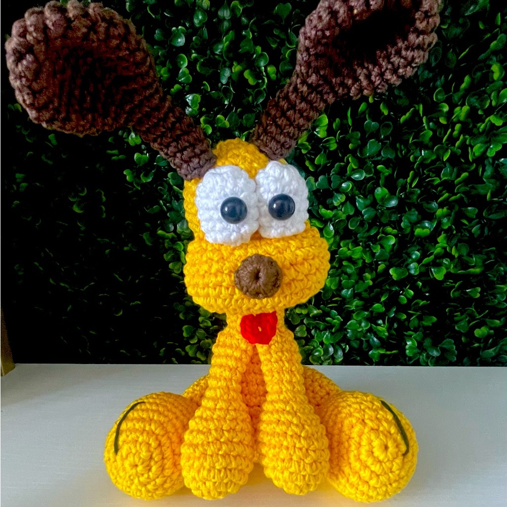 Yellow and Brown Crochet Dog Stuffed Animal named Odie